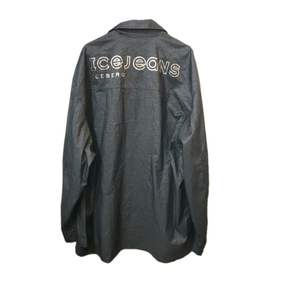 Icejeans Iceberg Denim Shacket Dark Blue Silver Shimmer Button Oversize 4XL